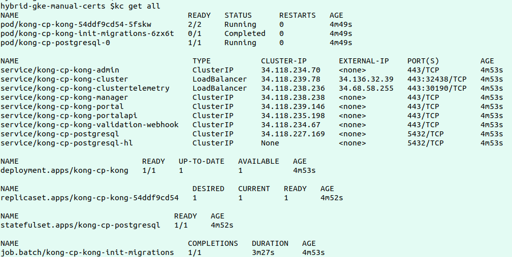 Output of command: ‘Kubectl -n kong-cp get all’