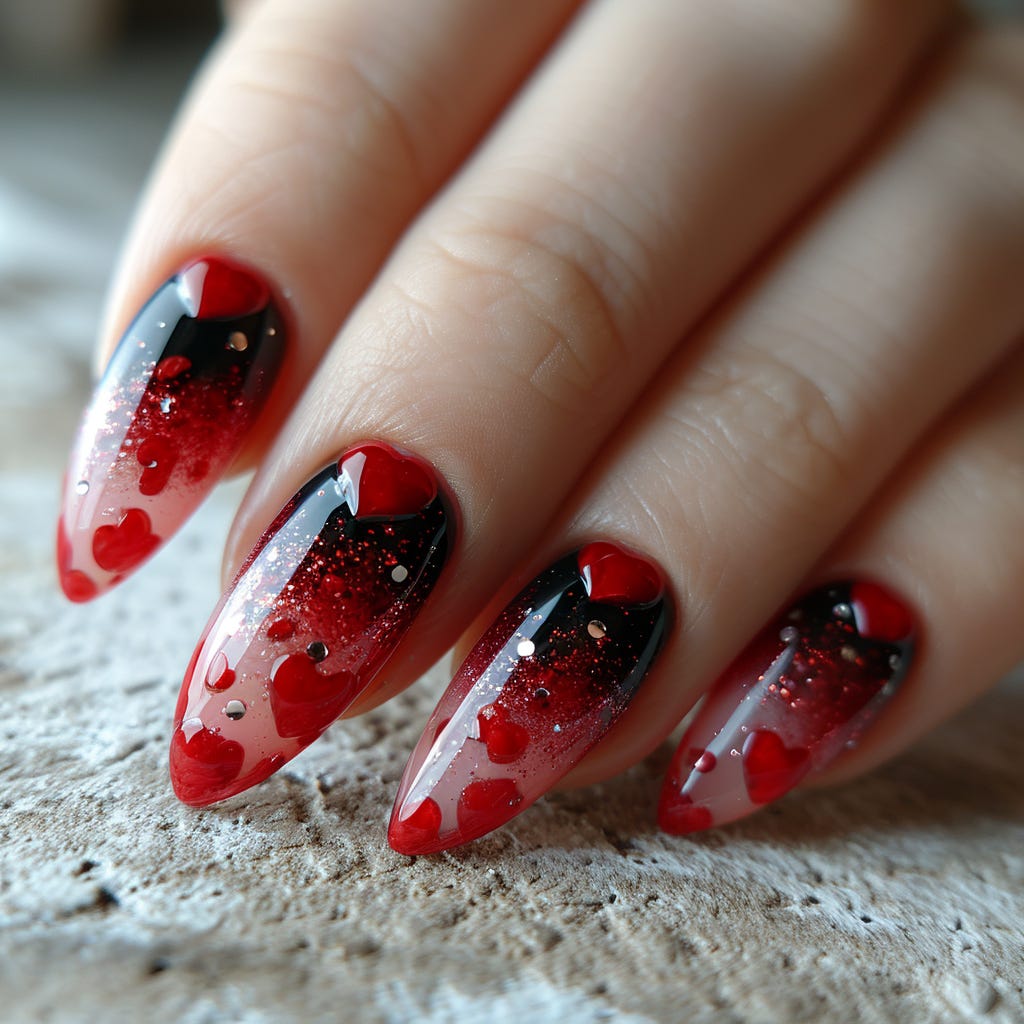 Red 2024 valentines nails