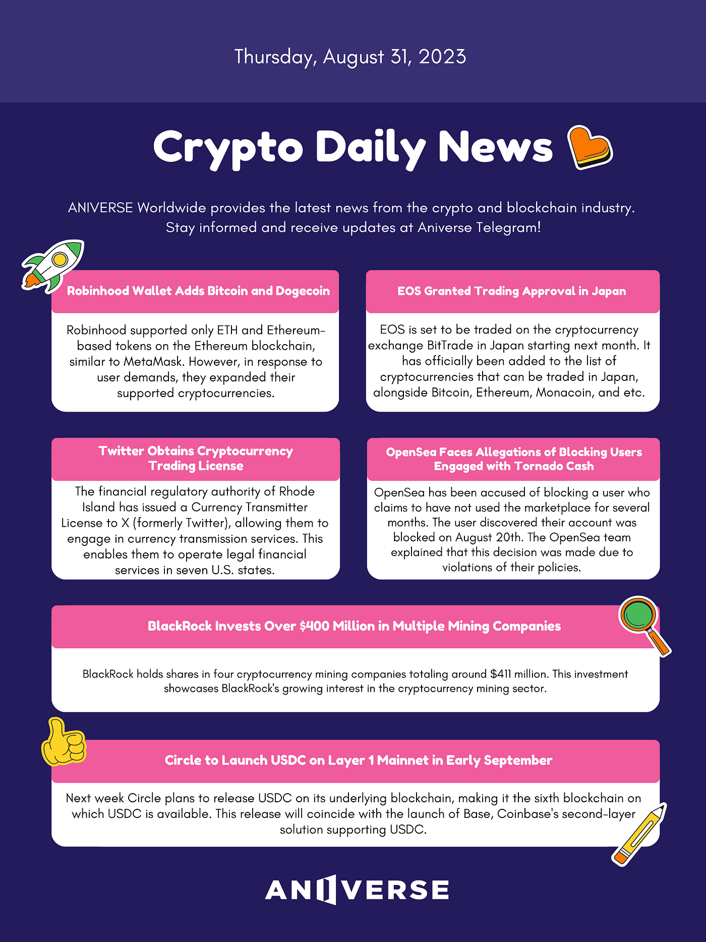 ANIVERSE Crypto Daily News_August 31, 2023 | by ANIVERSE | ANIVERSE | Medium