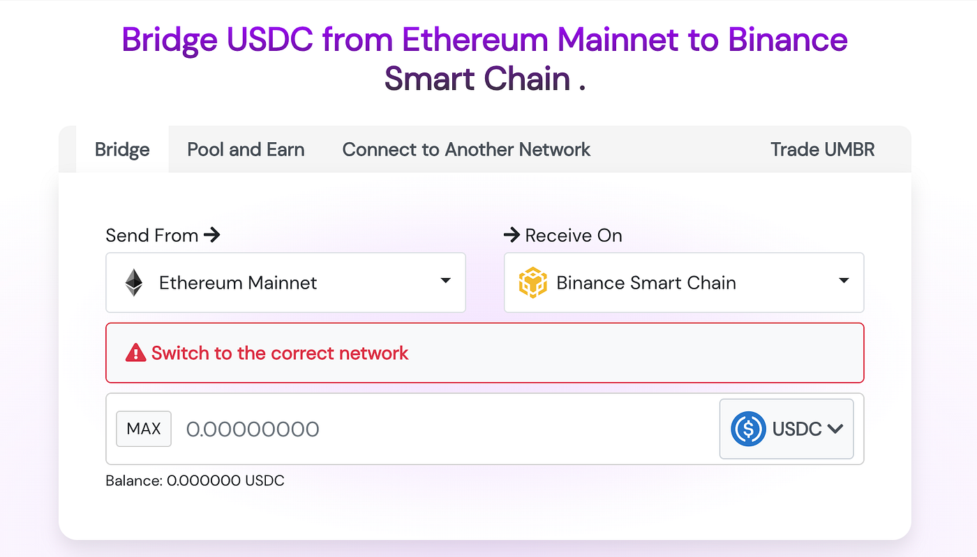 Bridge USDC from Ethereum to Binance Smart Chain Quickly and Cheaply | by  Umbria Network | Medium