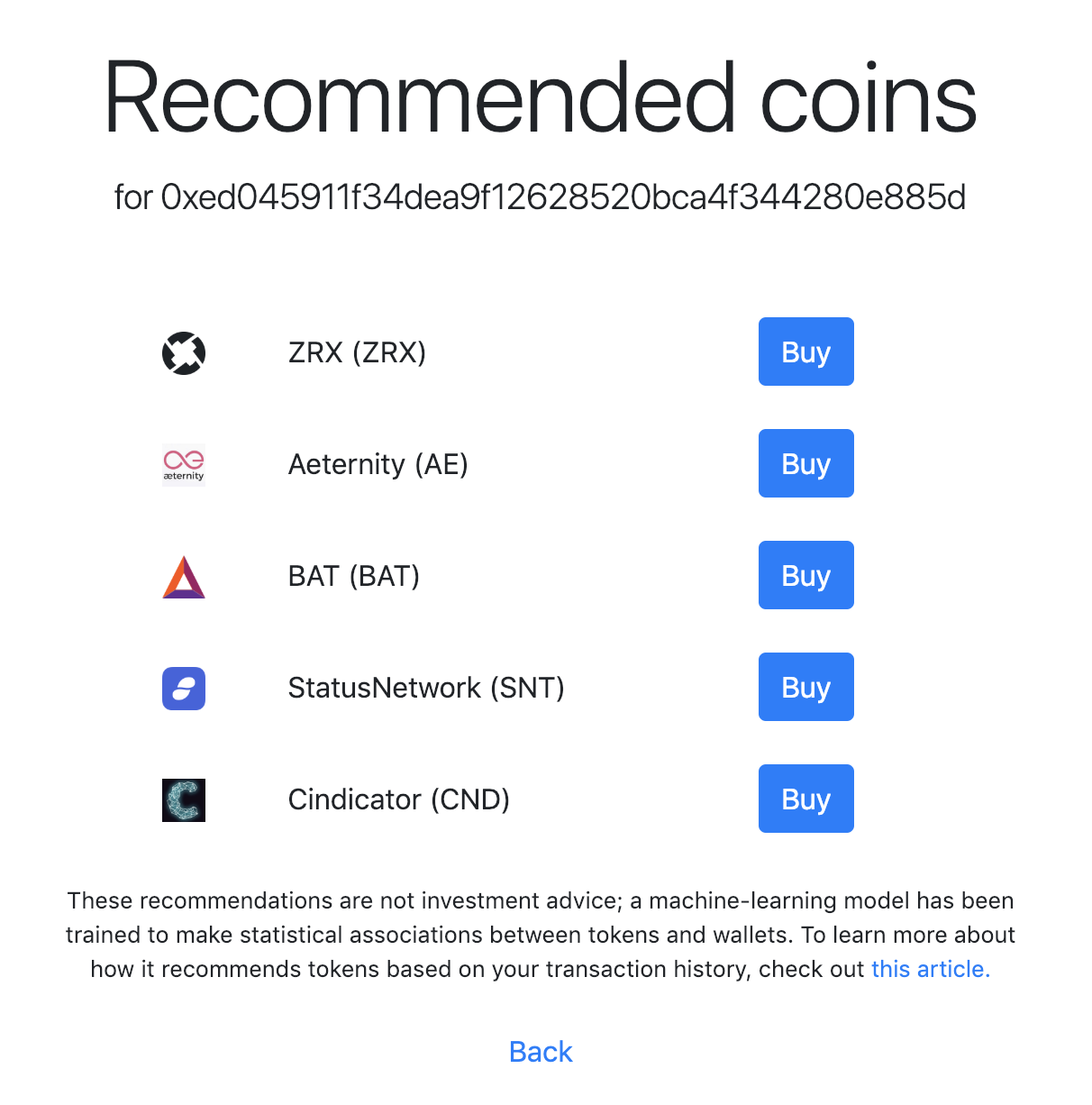 Machine Learning on Ethereum Data: Recommending Tokens | by Alex Svanevik |  Medium