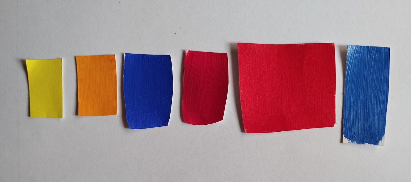 Muestra colores de los tubos sin mezclar