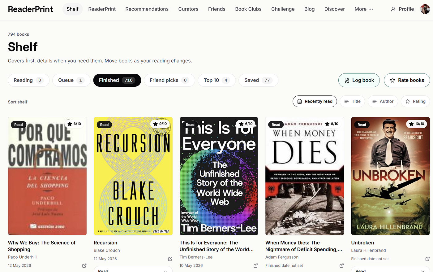 It’s a website that gives you book recommendations uniquely custom to you