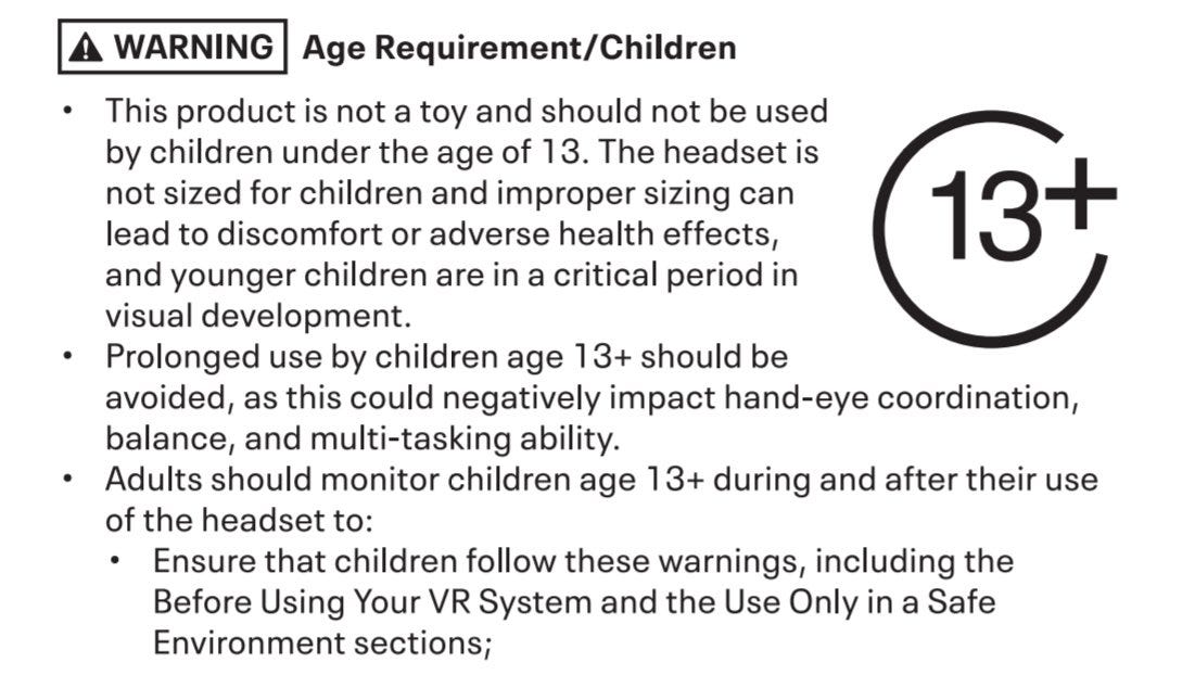 What age is VR safe?