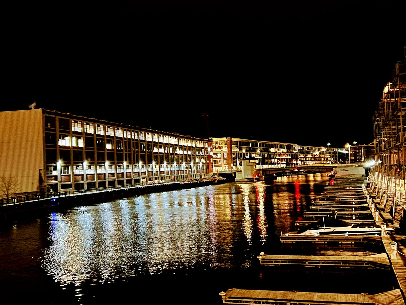 The city floats after dark. Photo by Author
