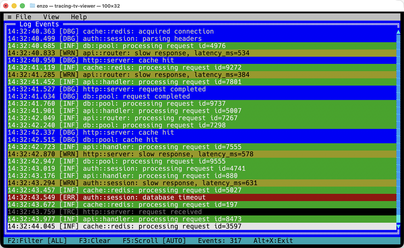 Building a Turbo Vision Log Viewer with Custom Tracing