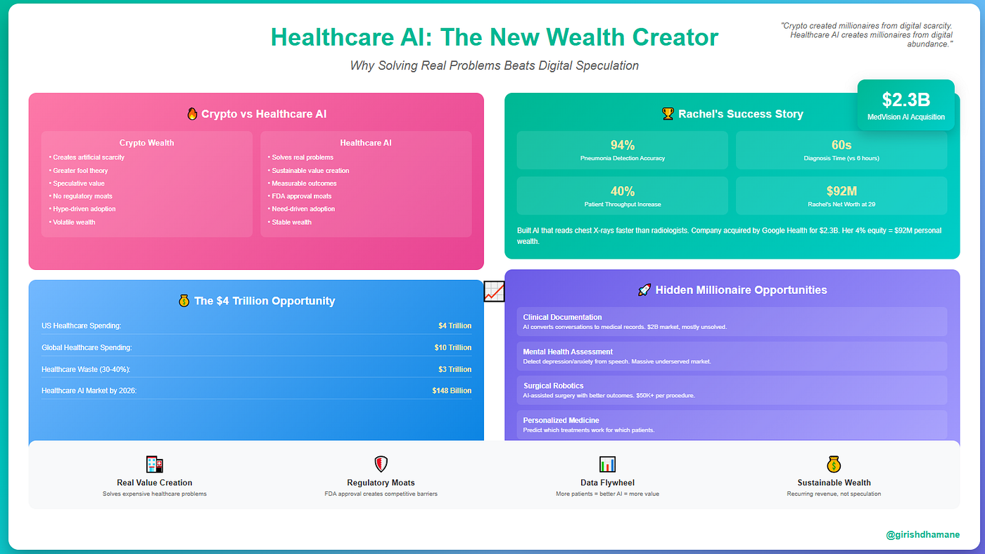 Why Healthcare AI is Creating More Millionaires Than Crypto | by Girish  Dhamane | Level Up Coding