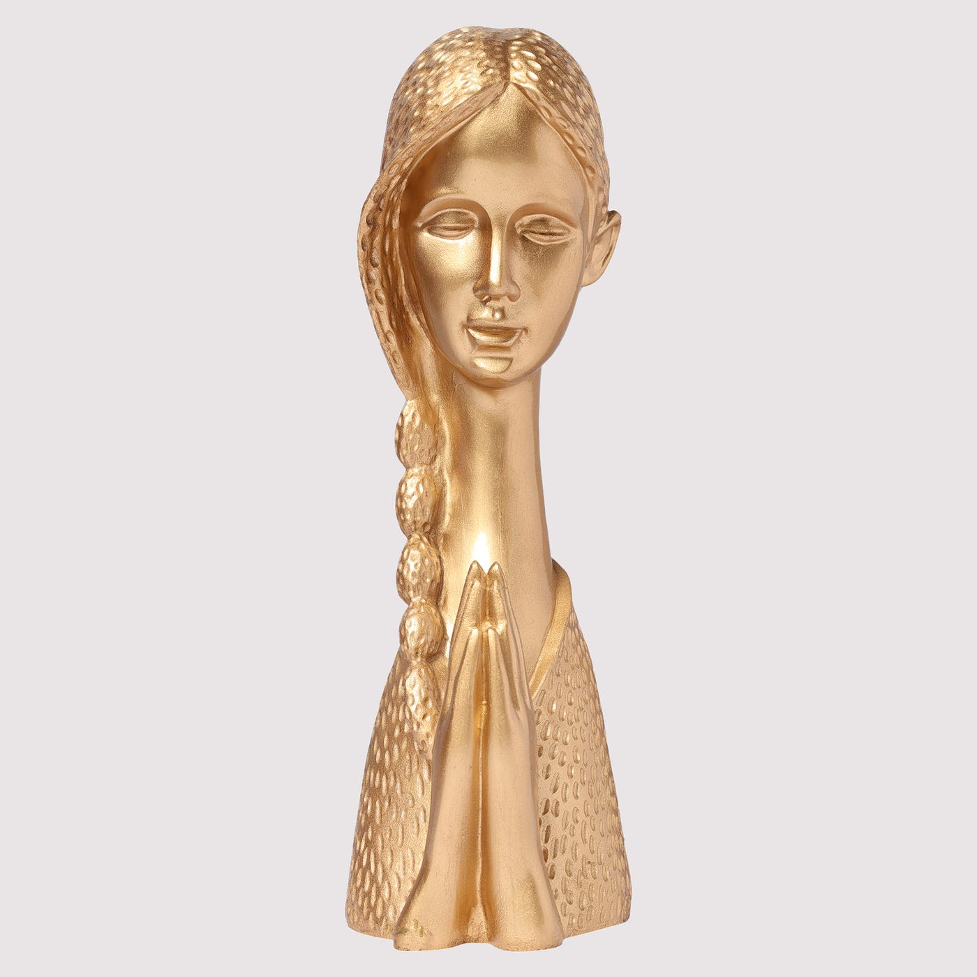 Namaste Lady Welcome Statue in Gold Finish