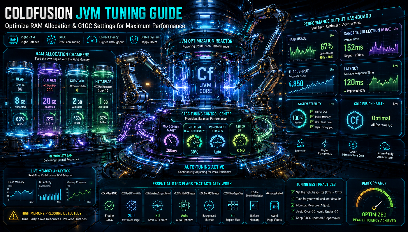 ColdFusion JVM Tuning: How Much RAM to Allocate and Which G1GC Flags Actually Work