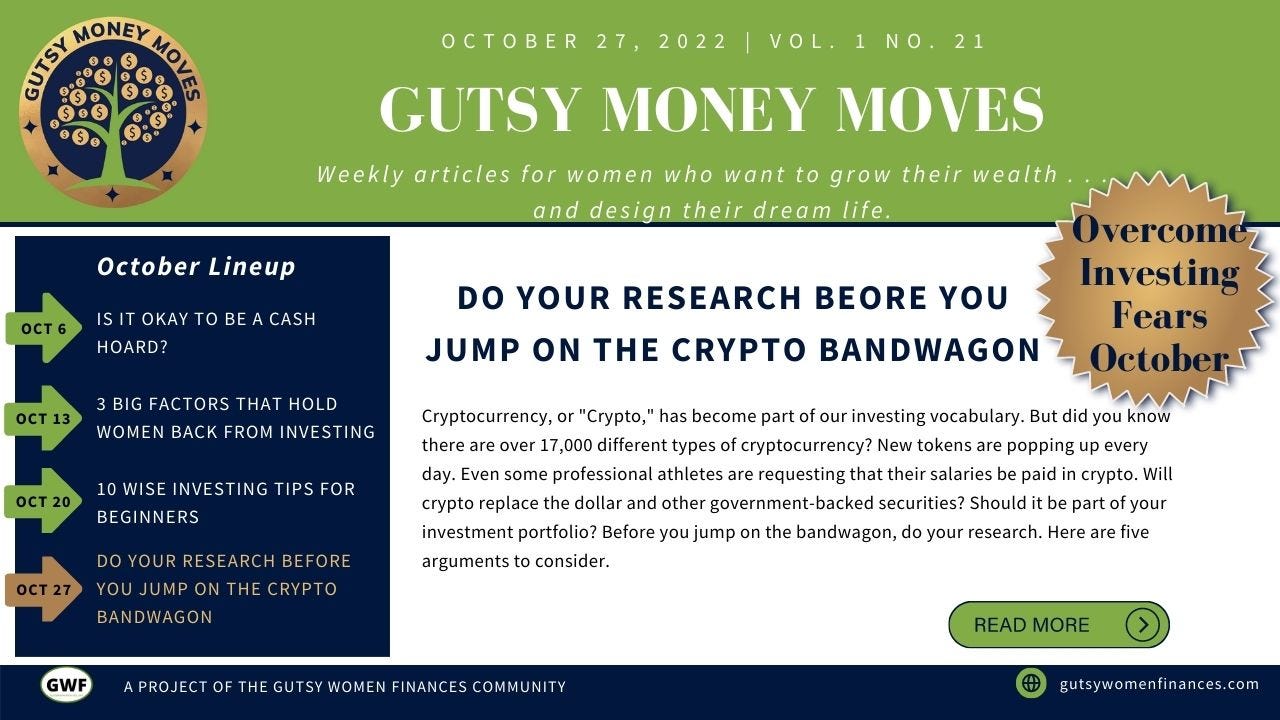Do your Research Before you Jump on the Crypto Bandwagon | by Brenda K.  Uekert, PhD | Financial Freedom for Women | Medium