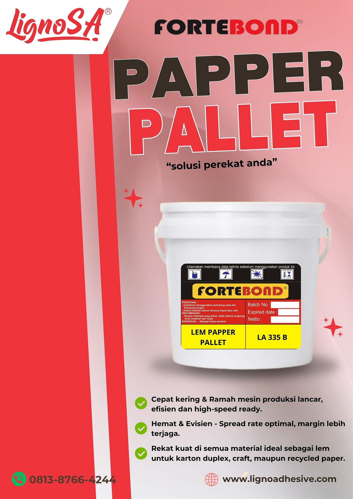 0813.8766.4244 Jual Lem Papper Pallet Tangerang PT LIGNO SPECIALTY ADHESIVE