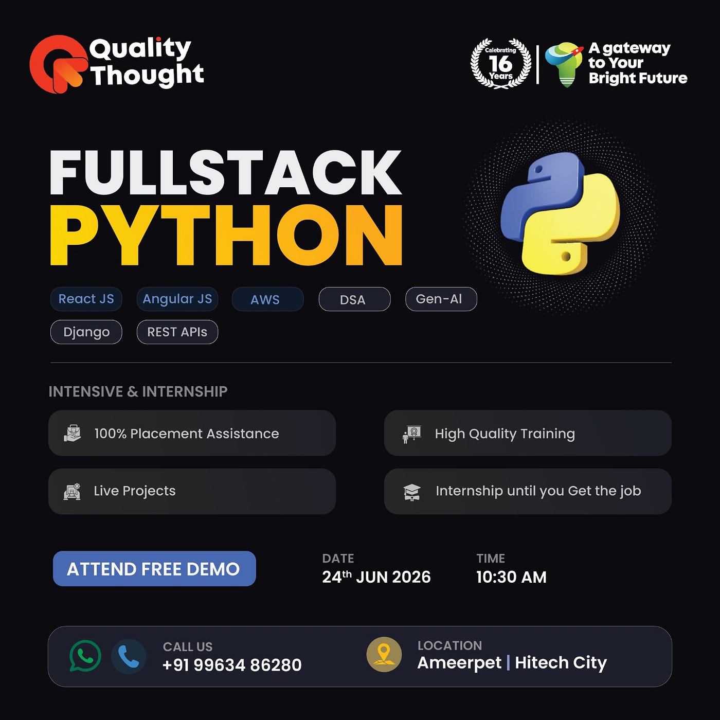 Full Stack Python Course in Hyderabad | Python Training with React JS, AWS, Django & Gen AI |…