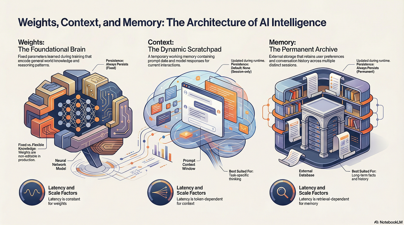 LLM Weights Context and Memory Explained Simply