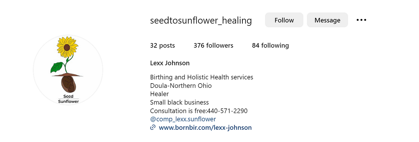 Bornbir Profile of Doula Lexx Johnson