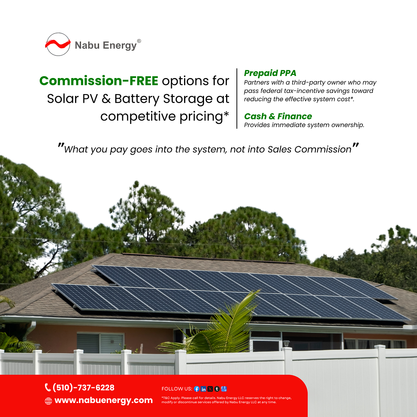 Commission-free options for Solar PV and Battery Storage at Competitive Pricing