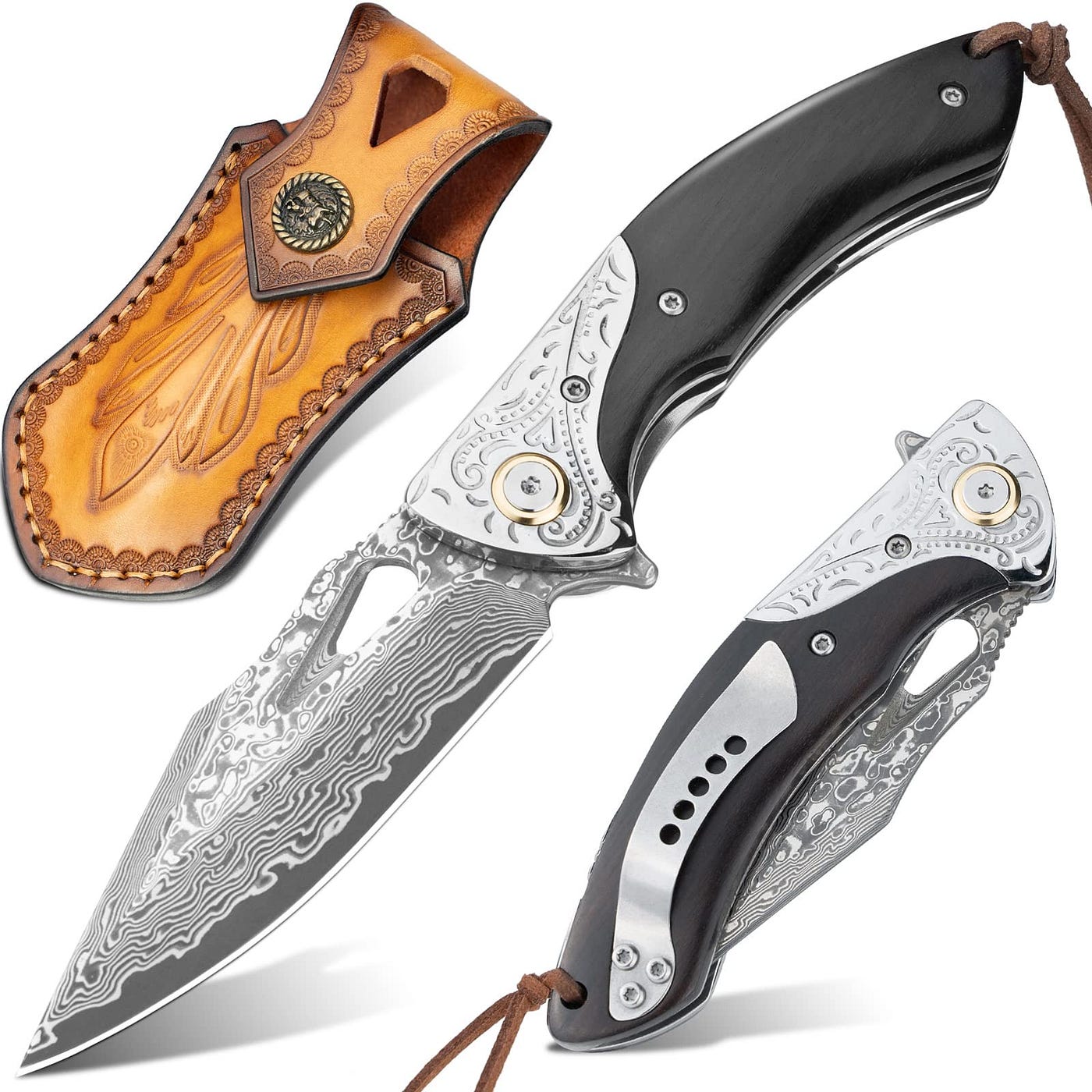 Beautiful gift set for men knife of steel 65h13 handle walnu - Inspire  Uplift
