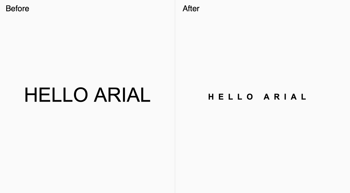Uppercased, sized down, spaced out Arial
