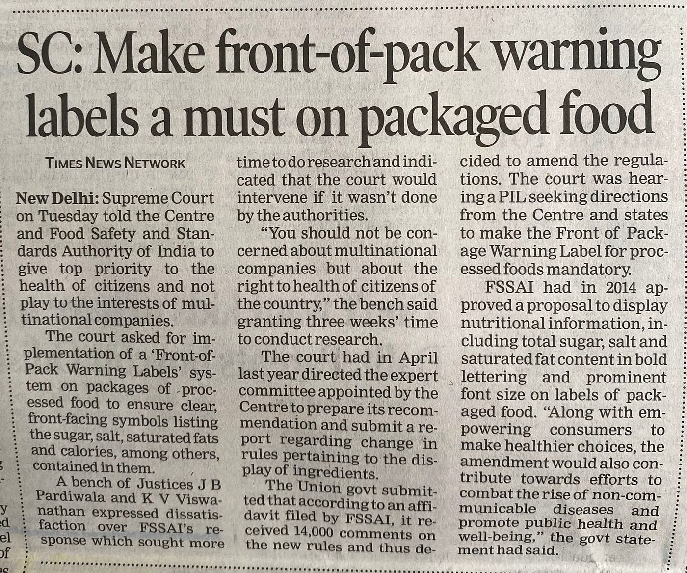 Front-of-Pack Food Warnings in India: A Test Case for the Global Right to Health