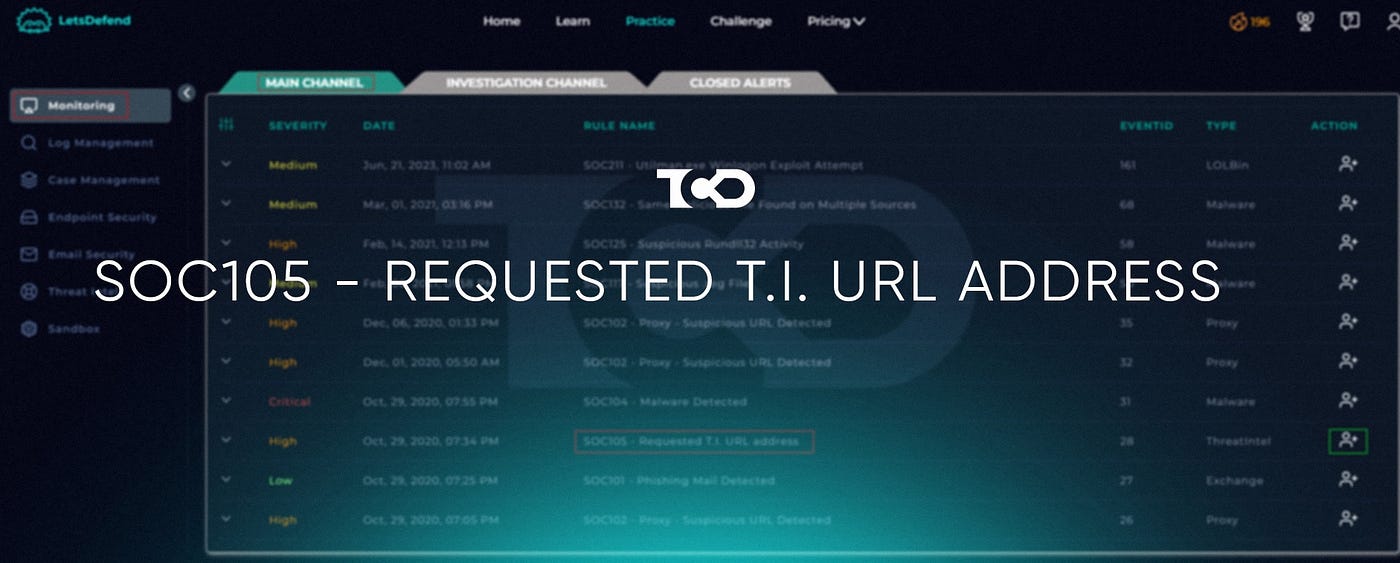 LetsDefend SOC Walkthrough | SOC105 — Requested T.I. URL Address