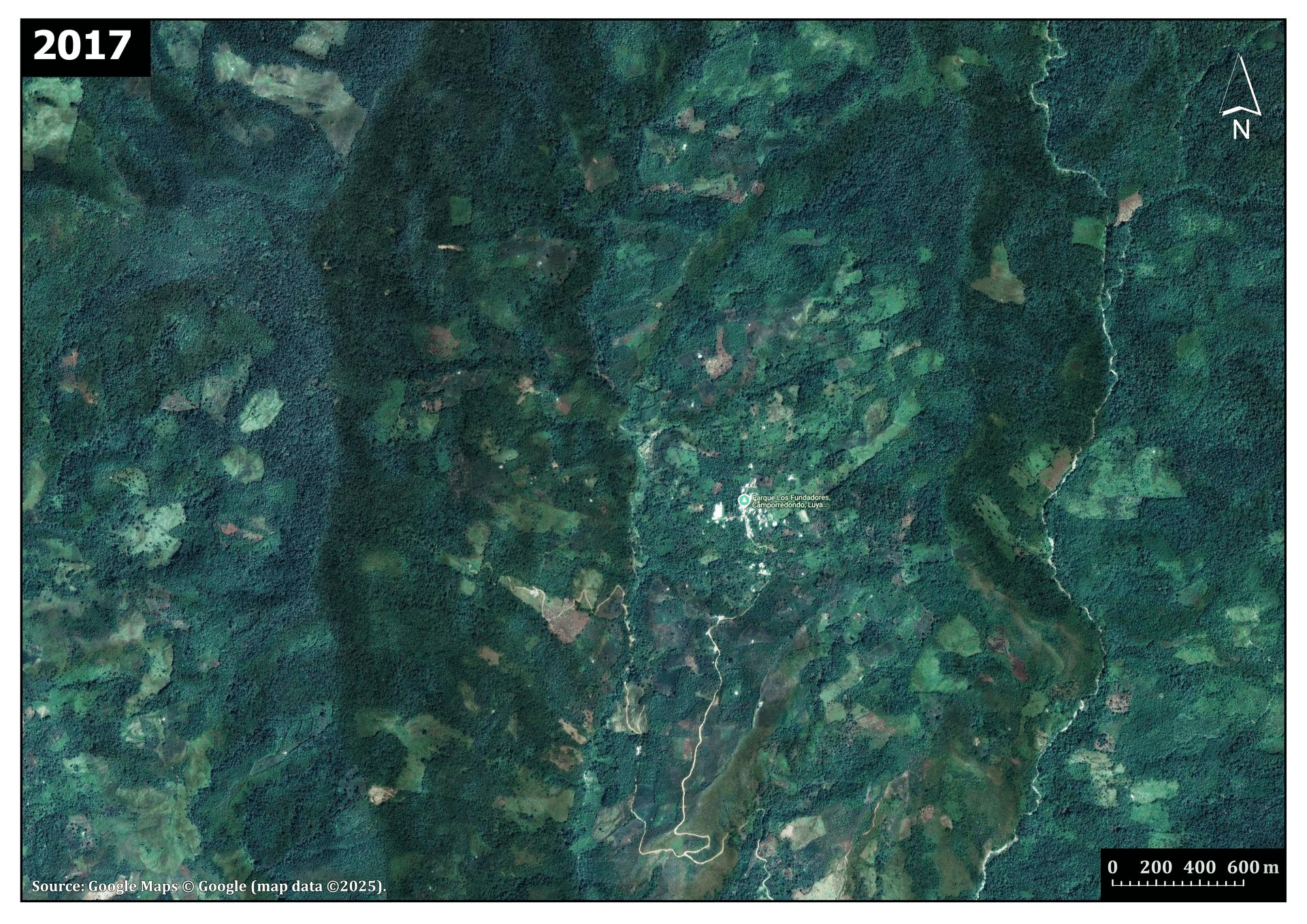 Imagenes preparadas por el autos utilizando el conjunto de datos de Google Earth y provenientes del estudio de Mapa de Cobertura Forestal al 2020 (JRC Global Map V2).