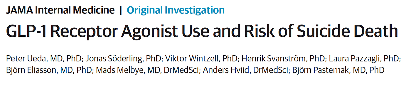 glp 1 receptor agonist use and risk of suicide death New Data Shed Light On Whether Ozempic Increases the Risk of Suicide | by  F. Perry Wilson, MD