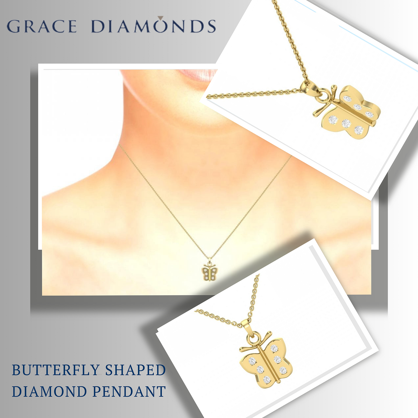Grace Diamonds’ Butterfly Shaped Diamond Pendant