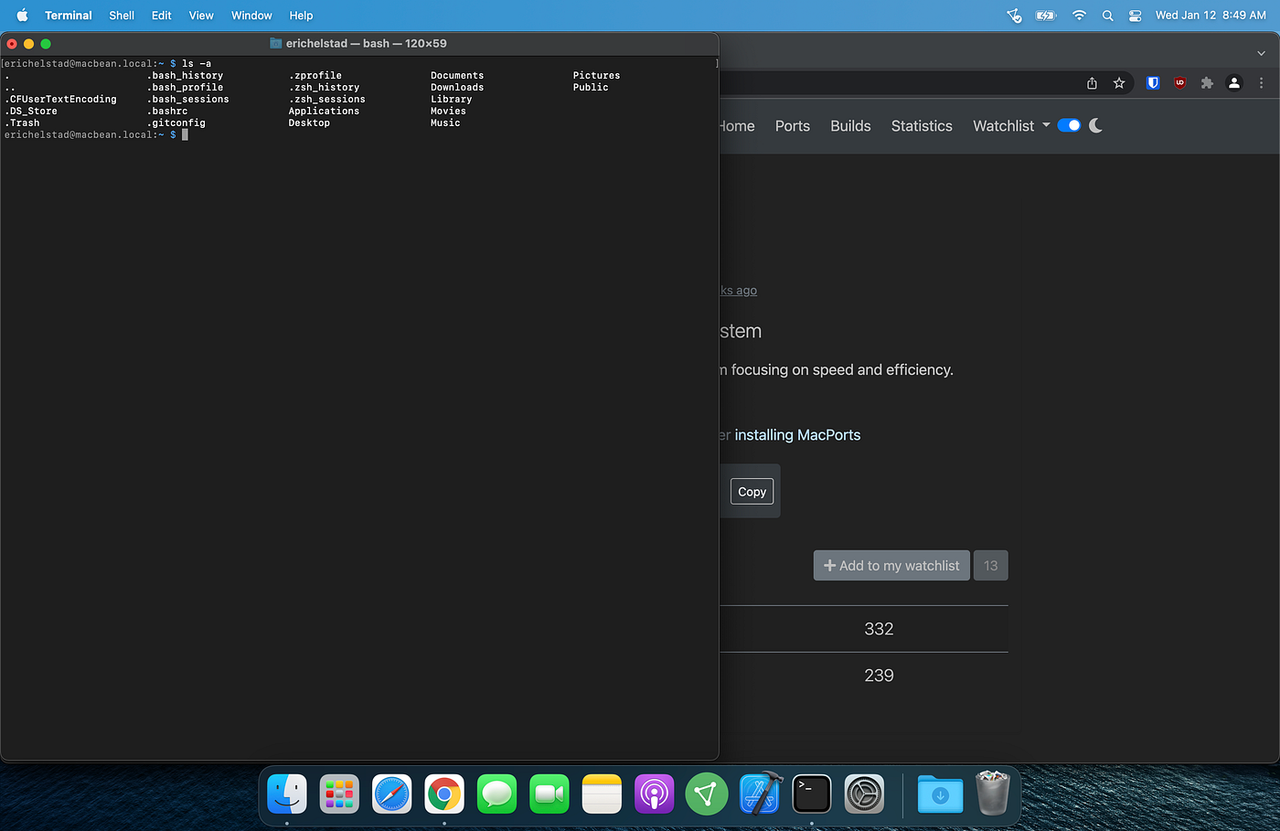 Contents of my user directory