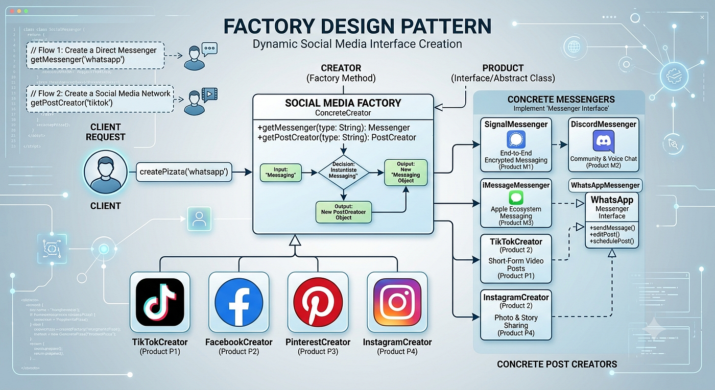 Java Design Patterns Explained: Part 2— Understanding Factory Design Pattern with Real-World Social…