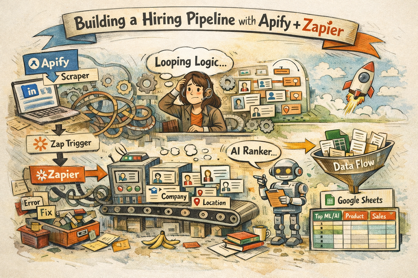 Apify + Zapier in Hiring: Lead Generation flow