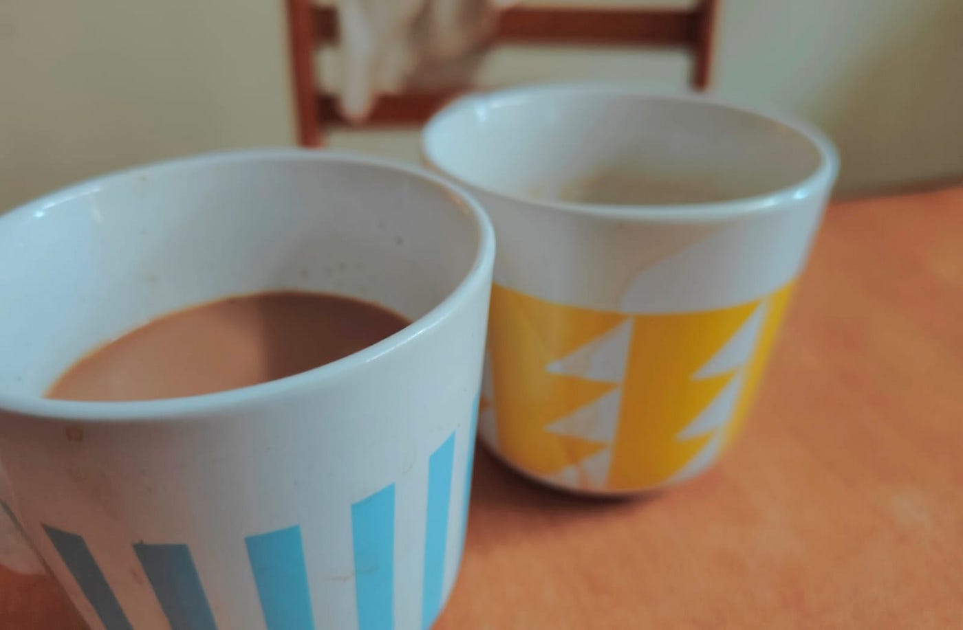 My lovely delicious ginger chai in my favorite Ikea mugs