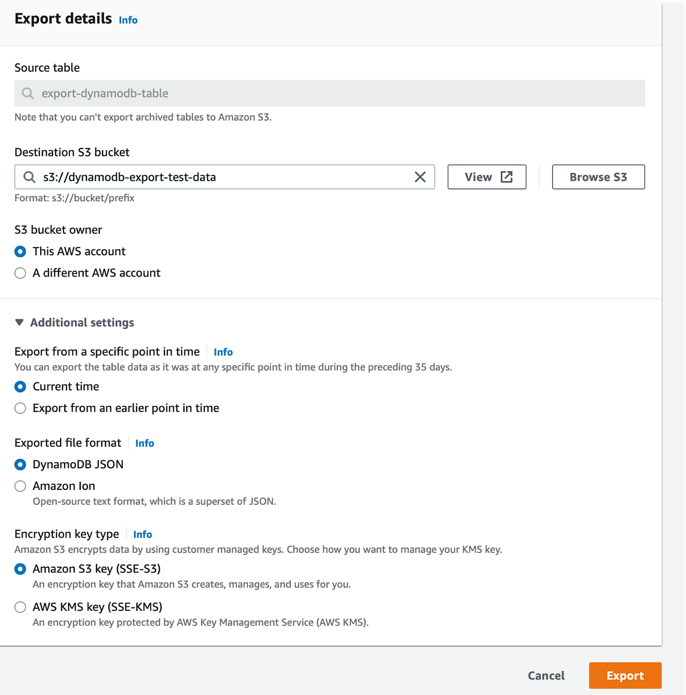 How to export dynamoDB table to S3 and restore the data in a new table | by  elango ramar | Medium