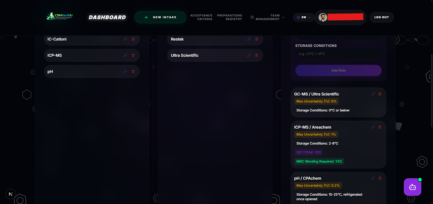 Criteria Management — Screenshot 2