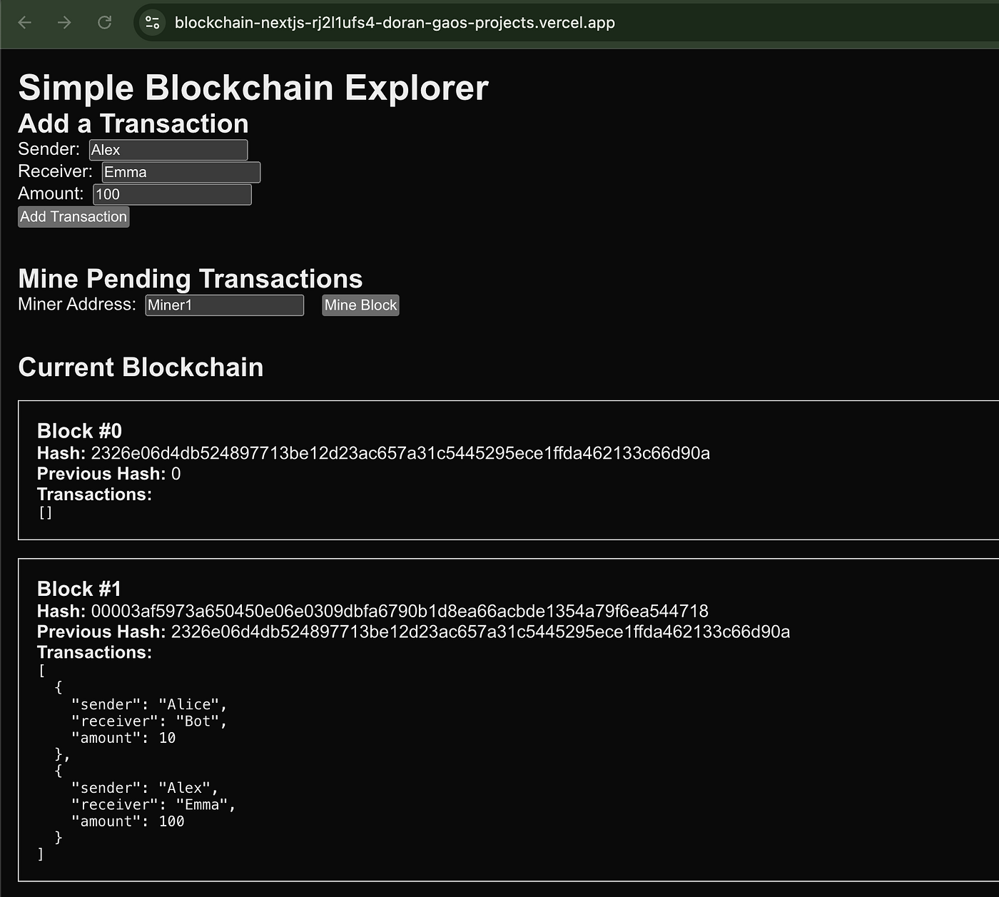 Building a Blockchain System with Next.js — 1 | by Doran Gao | JavaScript  in Plain English