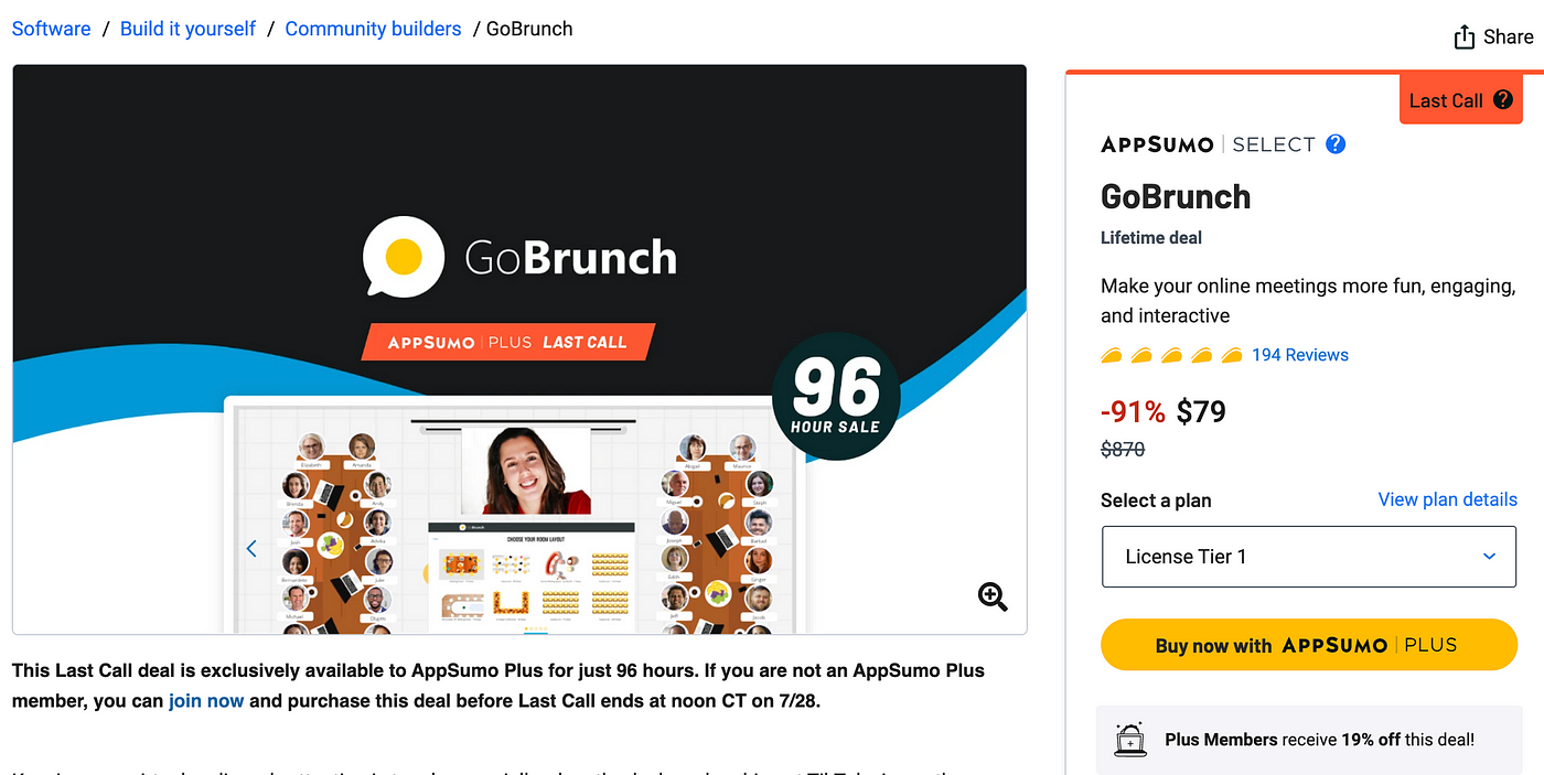 Gobrunch Lifetime Start With $79: Maximize Your Virtual Events