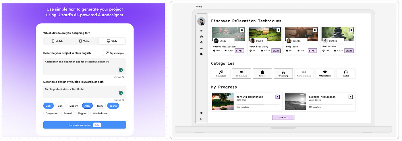 A design manager reviews Uizard. Part “2.5” of the Embracing our fear of… |  by Sarah Karp | Bootcamp