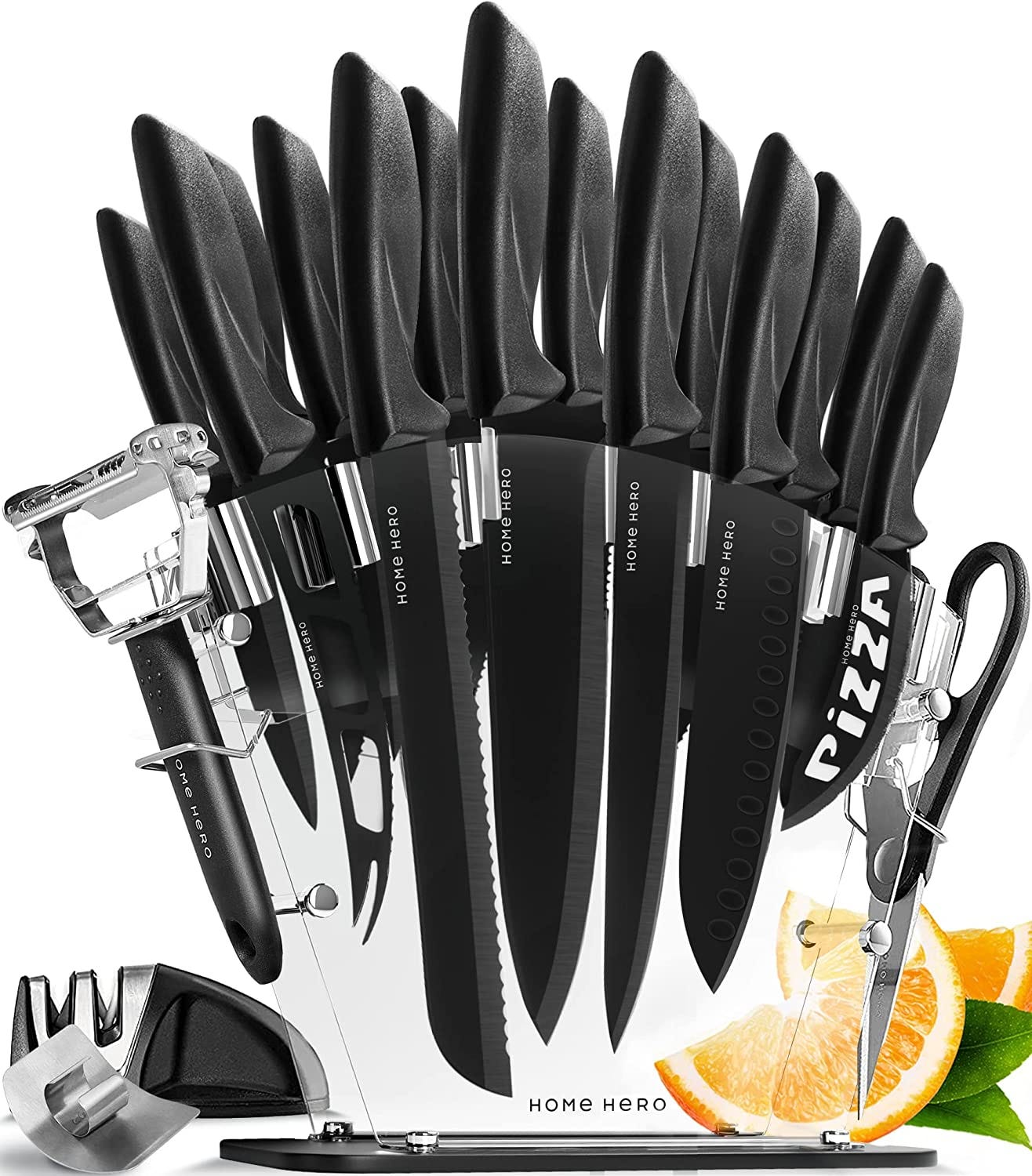 Home Hero - Kitchen Knives - Chef Knife Set - Stainless Steel Kitchen Knife  Set - 7 Pcs, Black 