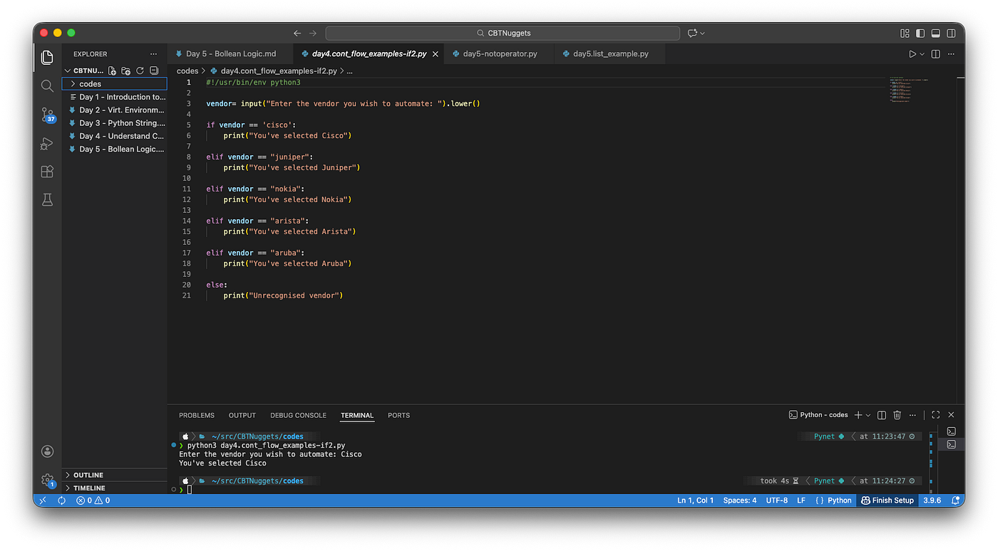 Py for Network Engineers: Day 3 understand control flow