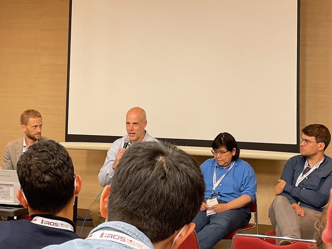 Panel participants. From left to right: Dr. Jonathan Gammell, Dr. Mark Moll, Prof. Hanna Kurniawati, and Dr. Andreas Orthey.