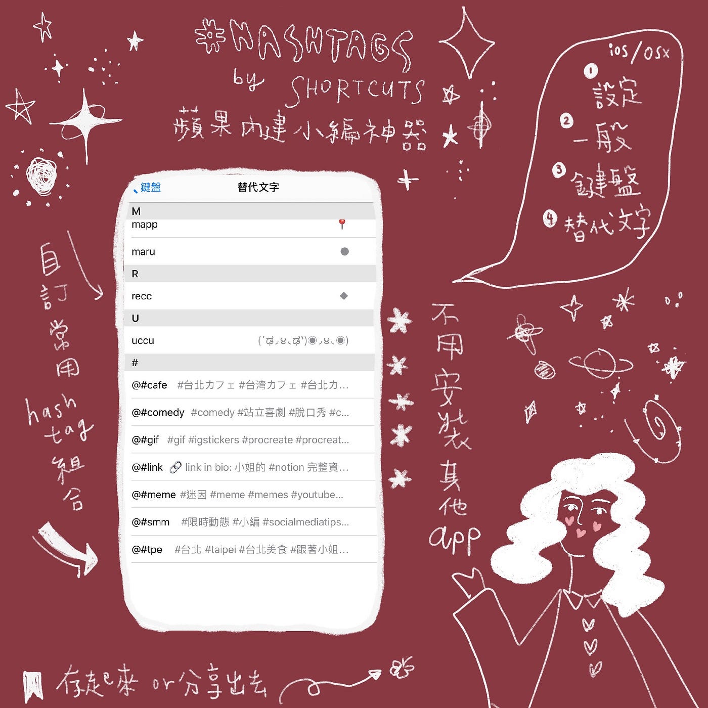 Hashtag一鍵打出來！ 蘋果內建小編神器. #自訂常用hashtag組合 #Apple內建鍵盤不需要另外裝app… | by Sunny  @ms.eatingtpe | From Conception to Completion | Medium