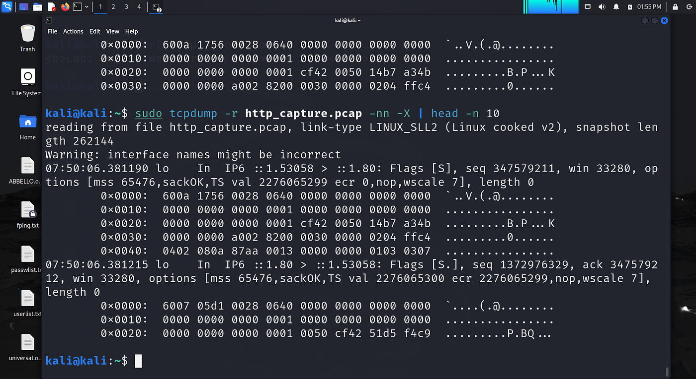 tcpdump capture