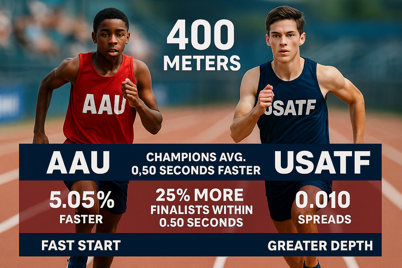 400 m Face-Off: AAU vs. USATF Junior Olympic Finals (2025)