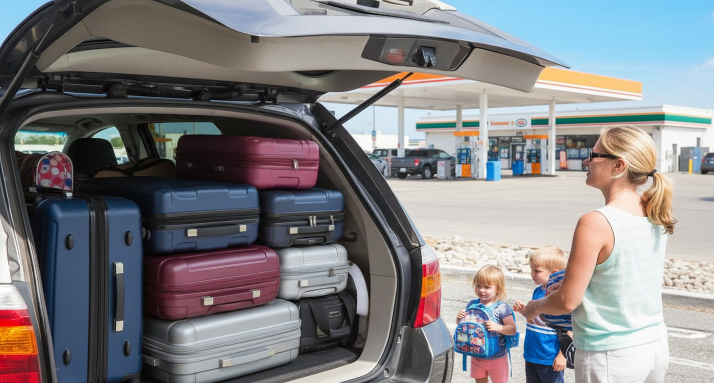 Eight Bags, Three Kids, One Woman Who Forgot to Pack Herself.