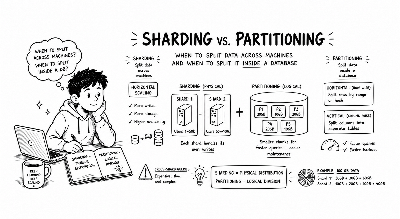 Sharding vs Partitioning: When to Split Data Across Machines and When to Split It Inside a Database