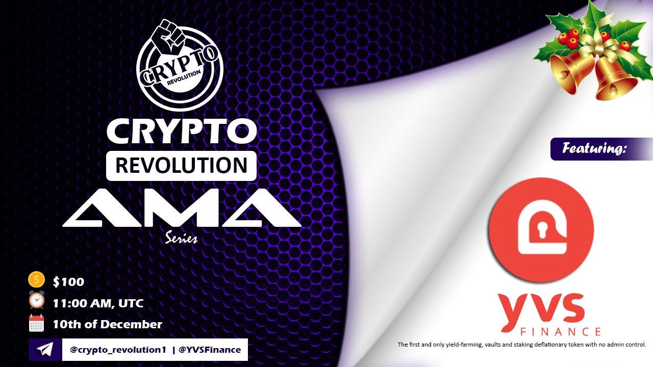 YVS Finance AMA Recap Crypto Revolution Telegram group | by Crypto  Revolution Masters | Medium