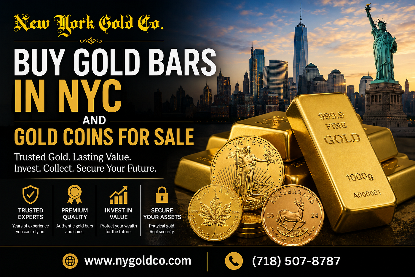 Buy Gold Bars in NYC and Gold Coins for Sale from Trusted Experts