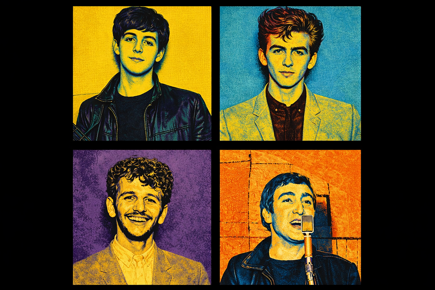 Image generated with OpenAI ChatGPT (DALL·E) in a Warhol-inspired pop art style blending early Beatles Cavern-era photography | Prompt by Author
