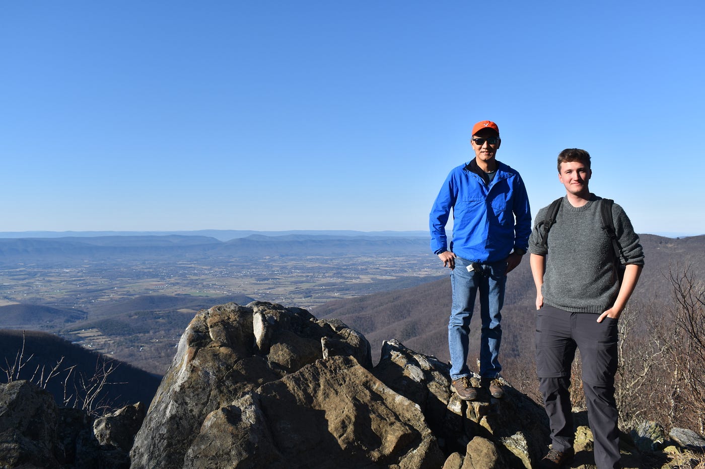Hiking with Ken Ono at the highest peak in Shenandoah National Park, Virginia. Image credit: Josh Males