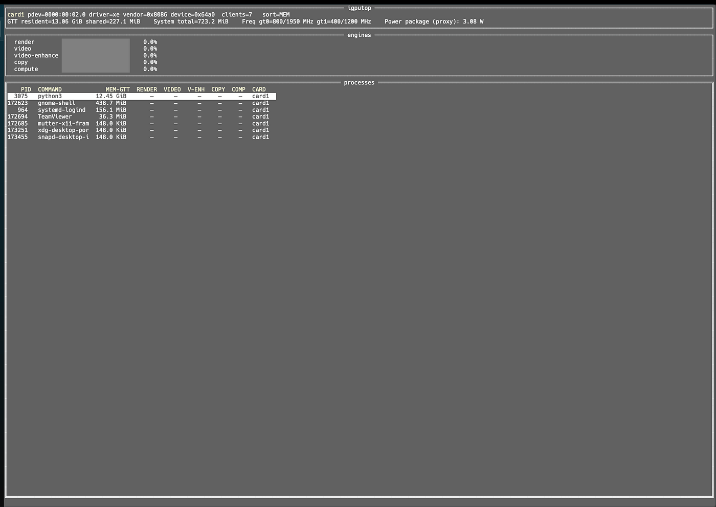 igputop: htop-style Intel iGPU monitoring on Lunar Lake (xe)