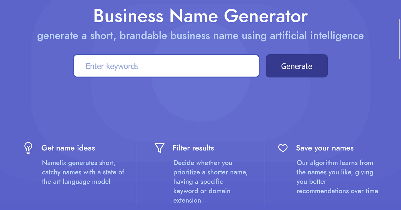 Namelix: The AI-Powered Naming Tool for Startups | by Theinfohub | Medium