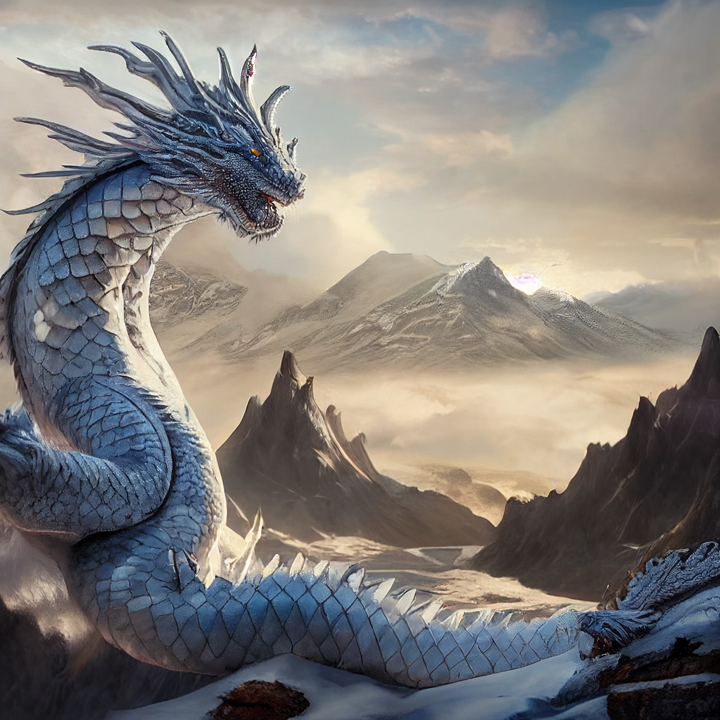 Premium AI Image  Detailed dragon standing menacingly on cliff